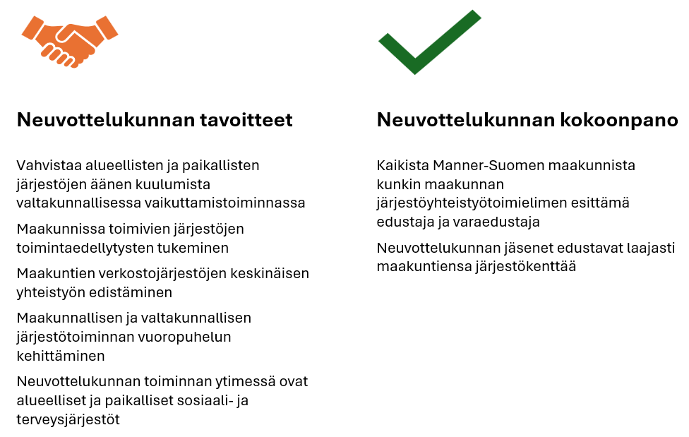 Kuvassa ku8vattu neuvottelukunnan tavoitteita ja kokoonpanoa